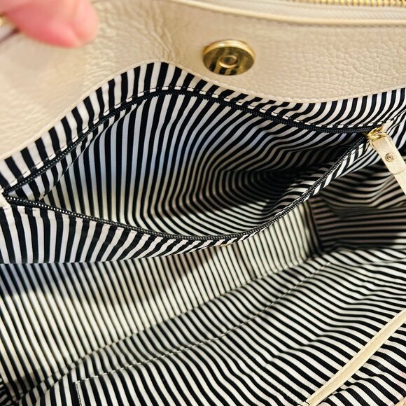 Kate Spade Matthews Drive Pebbled Leather Holland Satchel - Black and Ivory - Picture 9 of 16